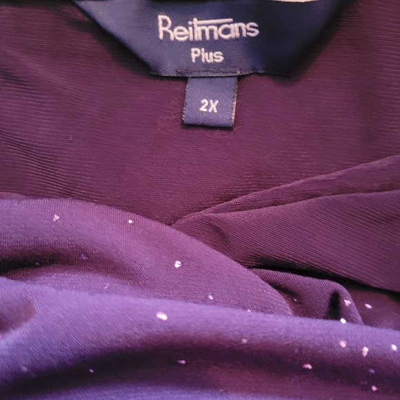 Reitmans Purple Shimmer Short Flutter Sleeve Drape Neck Top 2X - Picture 7 of 7
